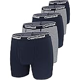Comfneat Men's 5-Pack Big & Tall 3XL-7XL Boxer Briefs Cotton Spandex Underwear Underpants with Fly