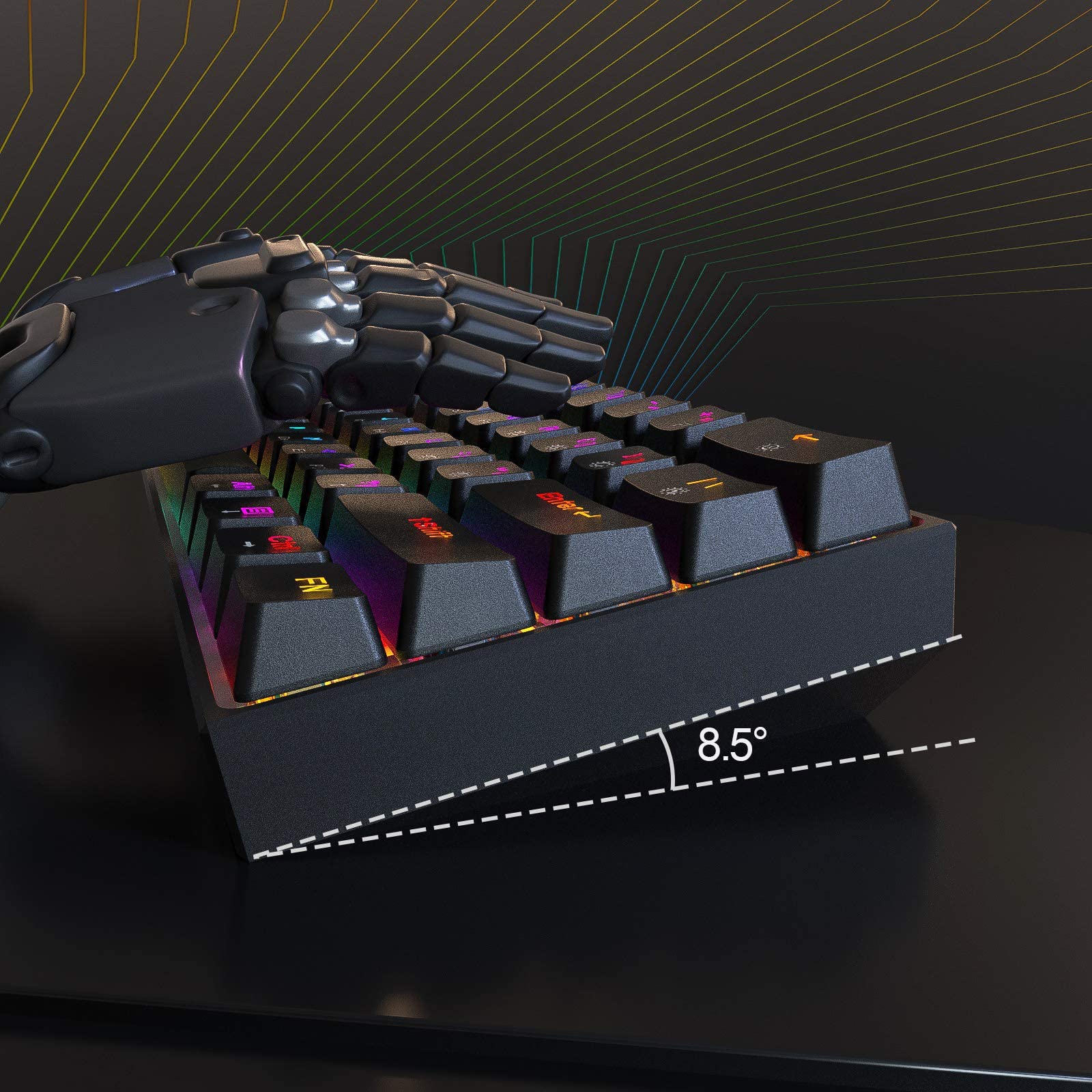 DIERYA DK61E 60% Mechanical Gaming Keyboard, RGB Backlit Wired PBT Keycap Waterproof Type-C Mini Compact 61 Keys Computer Keyboard with Full Keys Programmable (Gateron Optical Red Switch)