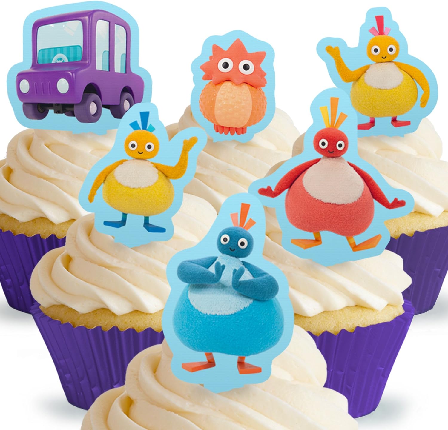 12 x PRECUT Twirlywoos Stand Up Edible Cake Toppers