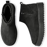 Aomigoct Winter Snow Boots for Women: Comfortable Warm Suede Platform Walking Outdoor Womens Ankle Booties