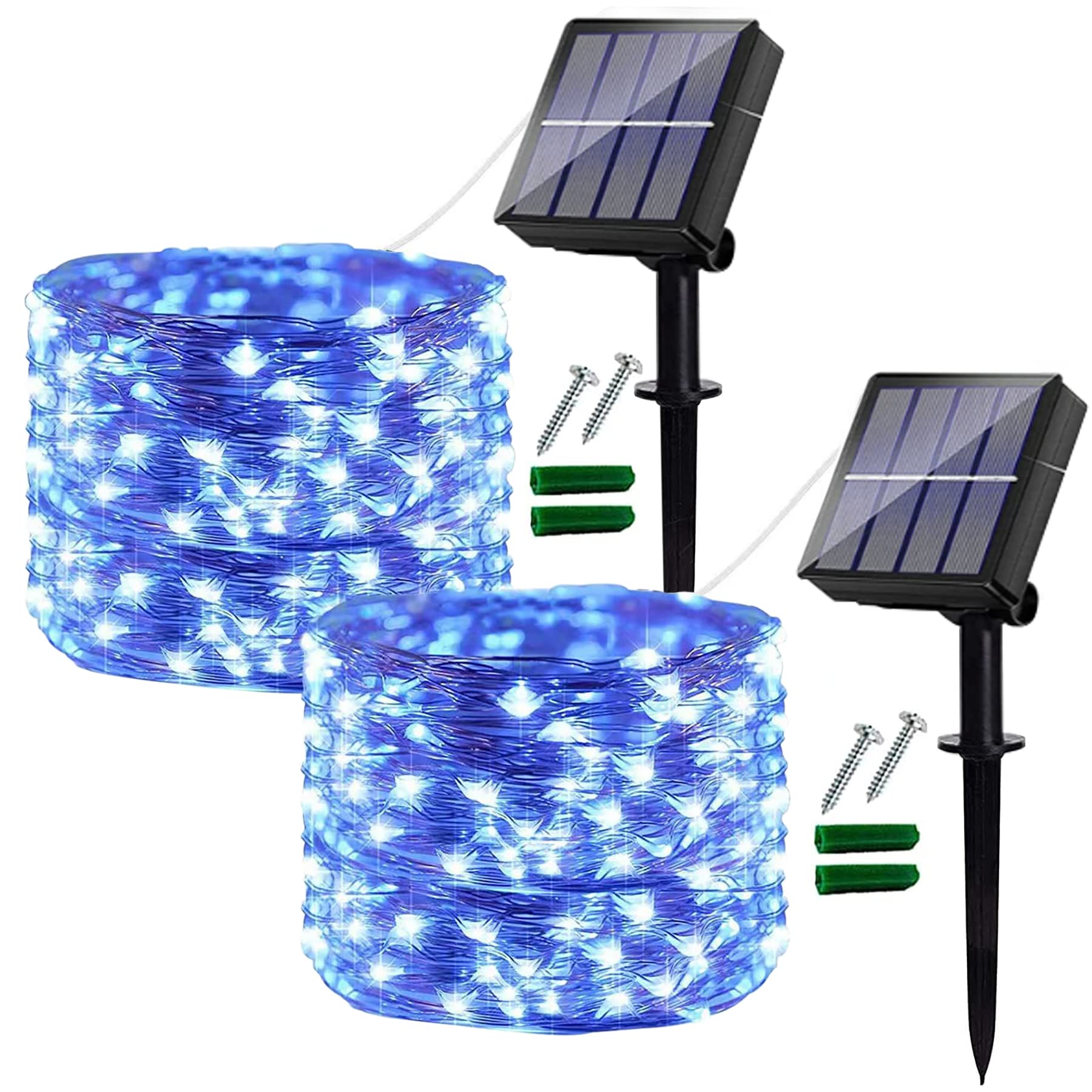 Ligarko Solar String Lights Outdoor, 2 Pack 120LED Solar Garden Lights Waterproof, 14M/46Ft 8 Modes Indoor/Outdoor Fairy Lights Copper Wire Decorative Lighting for Patio, Yard, Party, Wedding (Blue)