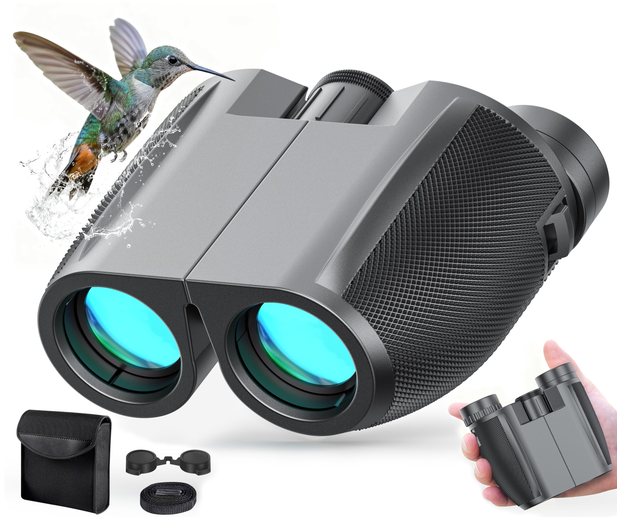 Binoculars 12x50 for Adults and Kids Night Vision Binoculars Compact Binocular Waterproof Binocular Wide Field of View for Bird Watching,Hiking,Hunting,Concert with Binocular Cases