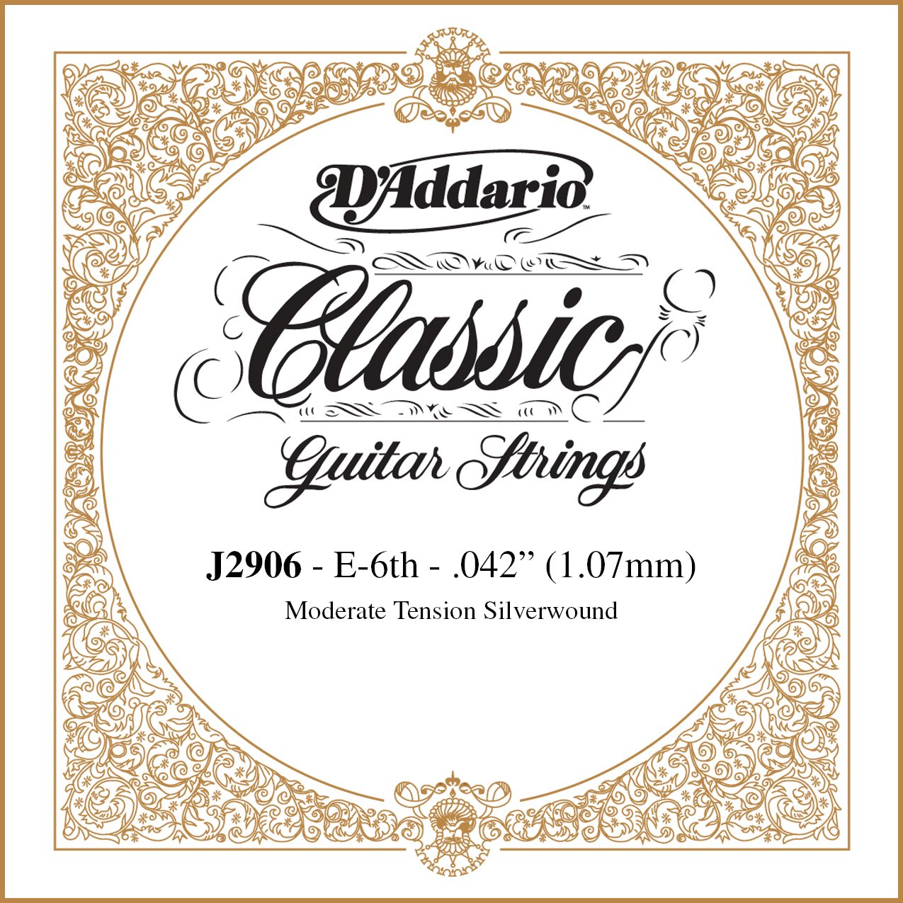 D'Addario Classics Rectified Moderate Tension Single Sixth String for Classical Guitar