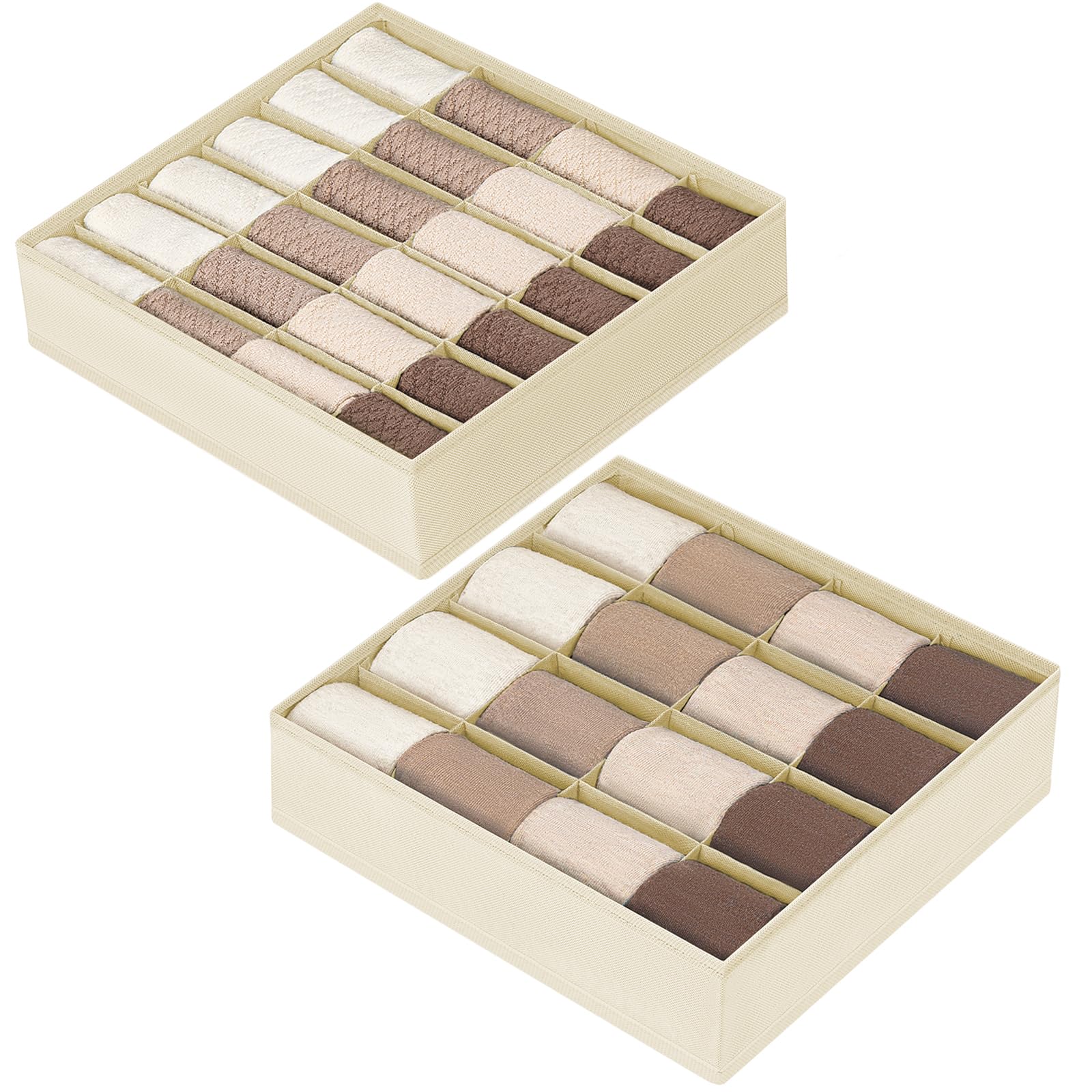 Photo 1 of DIMJ Sock Organizer Drawer Organizer - Closet Organization and Storage, Underwear Drawer Organizer for Storing Socks, Handkerchiefs, Ties, Belts, Beige