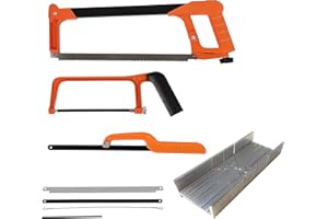 ELJGKKL Hacksaw Set, 12-Inch Steel Saw With Replaceable Blades and Metal Miter, 3PCS Handsaws (Frame, Mini, Junior), Metal Saw