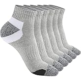 Hepsibah Womens Athletic Ankle Socks Cotton Thick Cushion Low Cut Running Sport Tab Socks 6 Pack