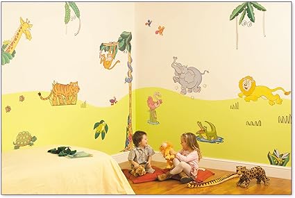 Jungle Safari Nursery And Bedroom Wall Sticker Make Over Kit Amazon Co Uk Baby