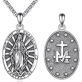 YONFQE Patron Saint Necklace S925 Sterling Silver Amulet Medal Pendant Religious Protection Jewelry Gifts for Women Men