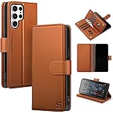 Shieldtop Compatible with Samsung Galaxy S24 Ultra Wallet Case with Card Holder,Women Men RFID Blocking PU Leather Flip TPU Protective Cover Credit Card Slots,Phone Case for S24 Ultra,Light Brown