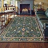 Morebes Washable 5x7 Area Rugs, Boho Floral Rugs for Living Room Non Slip, Soft Flower Birds Office Rug Low-Pile Floor Indoor Throw Carpet for Bedroom Dining Room Playroom Foyer, Navy Blue