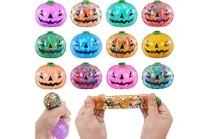 Eavotoy 12 Pack Halloween Pumpkins Stress Balls Fidget Toys Squishy Squeeze Ball Toys for Halloween Party Favors Halloween Treat Bags Gifts