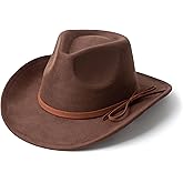 EOGIMI Suede Cowboy Hat for Women and Men Classic Western Cowboy Hats with Wide Brim