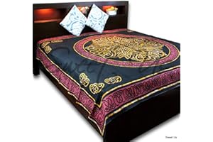 INDIA ARTS Red & Black Celtic Knot Indian Bedspread, Queen Size