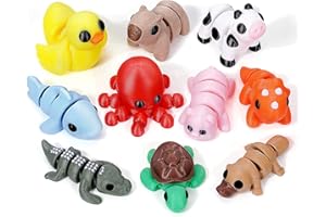 Gencokok 10PCS Mini Animals Set, 3D Printed Little Animals Articulated Flexible Fidget Toy, Mini Animal Figurines Toy, 3D Printed Cute Animal Toys Home, Office, Executive Desk for Christmas Decoration