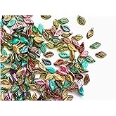 Exquisite 60pcs Assorted Mix 6x12 mm Czech Glass Leaf Beads for Jewelry Making - Premium Quality Glass Beads, Diverse Colors & Textures