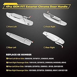 4Pcs Exterior Chrome Door Handle Front Rear Driver