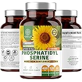 Number One Nutrition Premium Phosphatidylserine 400mg, Derived from Sunflower Lecithin to Help Support Memory, Focus & Cognition Naturally, Soy Free, 120 Veg Caps