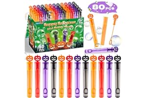 AuroTops Halloween Mini Bubble Wands, Halloween Party Favors for Kids, Mini Bubble Wands for Trick or Treat, Goodie Bags, Halloween Toys Gifts for Kids Adults (80PCS, 4 Colors)