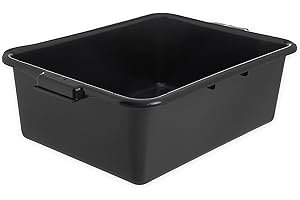 Carlisle FoodService Products Comfort Curve Tote Box Bus Box with Reinforced Rim for Kitchen, Restaurants, And Fast Food, Plastic, 7 Inches, Black