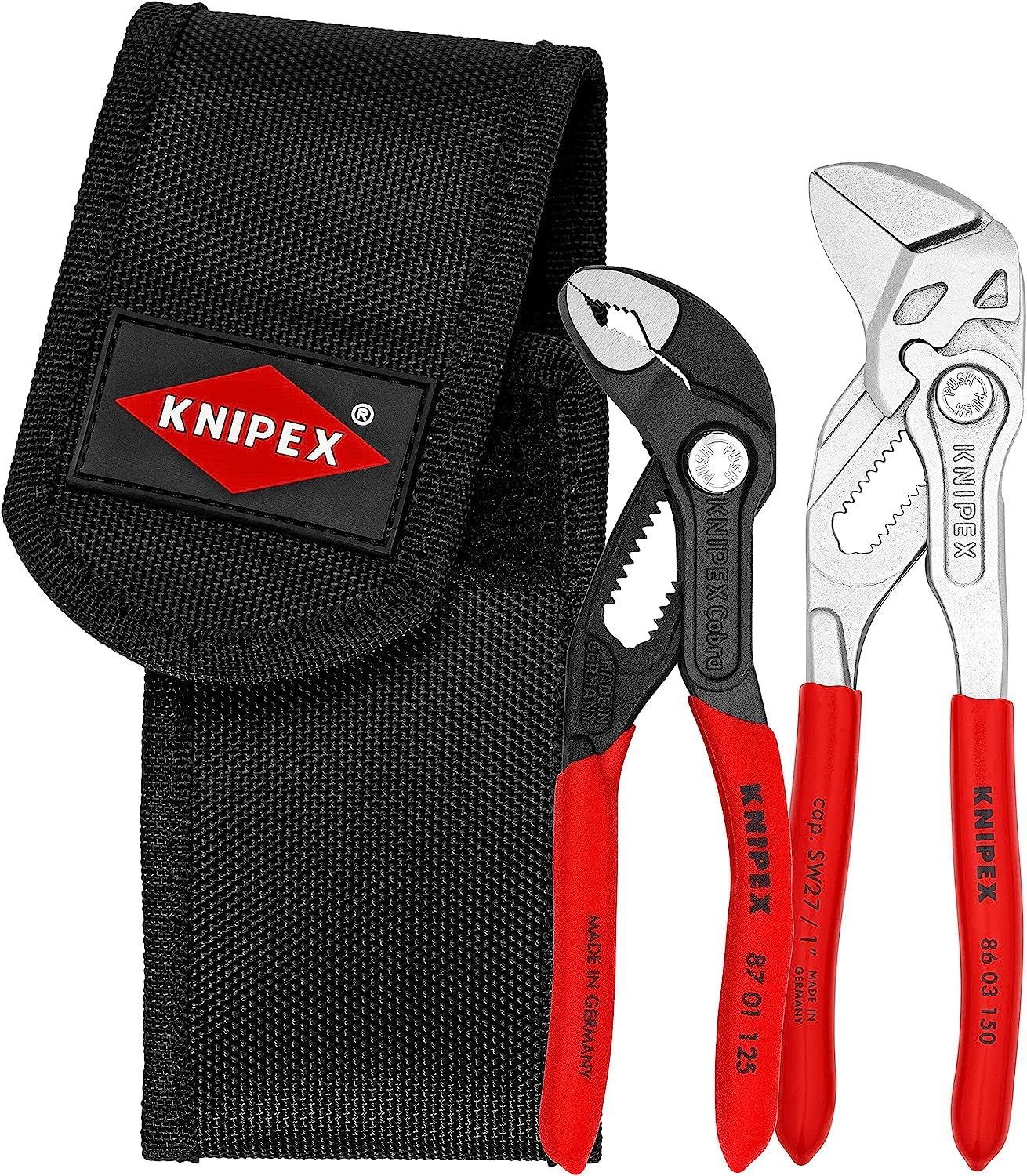 KNIPEX Mini Pliers Set, 2 Parts, Includes Cobra XS and Pliers Wrench XS, Tool Bag, Belt Clip, Tool Set, EDC, 00 20 72 V01