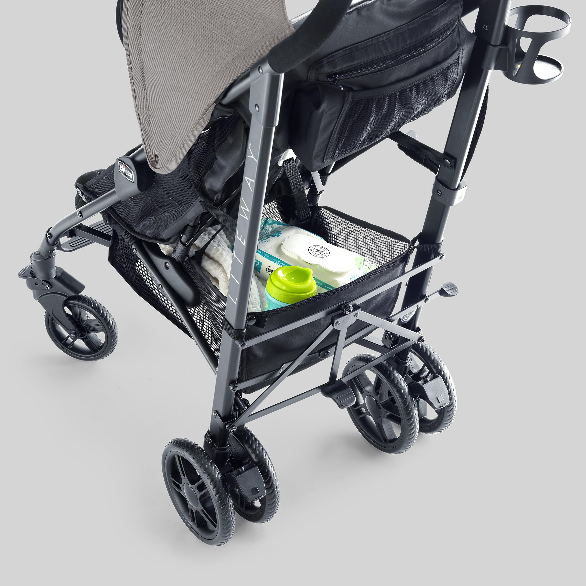 Chicco Liteway Stroller, Compact Fold Baby Stroller with Canopy, Lightweight Aluminum Frame Umbrella Stroller, for Use with Babies and Toddlers up to 40 lbs. | Dune/Brown