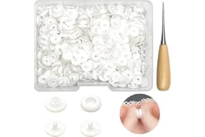 GTAAOY T5 Plastic Snaps,120 Set White Snaps No Need Tools, No-Sew Buttons for Crafts Cloth Diaper Bibs
