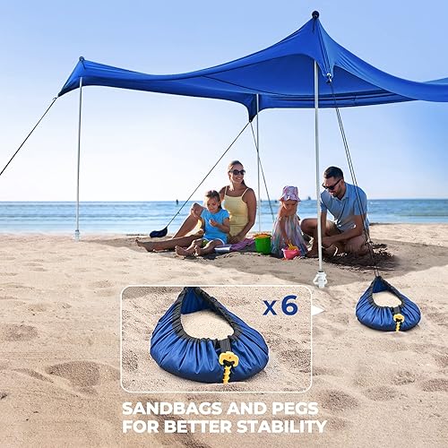ArcadiVille Beach Tent Sun Shelter UPF50+, 10 x 10 ft Beach Canopy