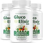 (3 Pack) GlucoElixir Pro Capsules - Official GlucoElixir Pro Blood Health Support Advanced Formula Pills - Maximum Strength, Natural Vitamins for Overall Health & Wellness, 180 Capsules for 3 Months