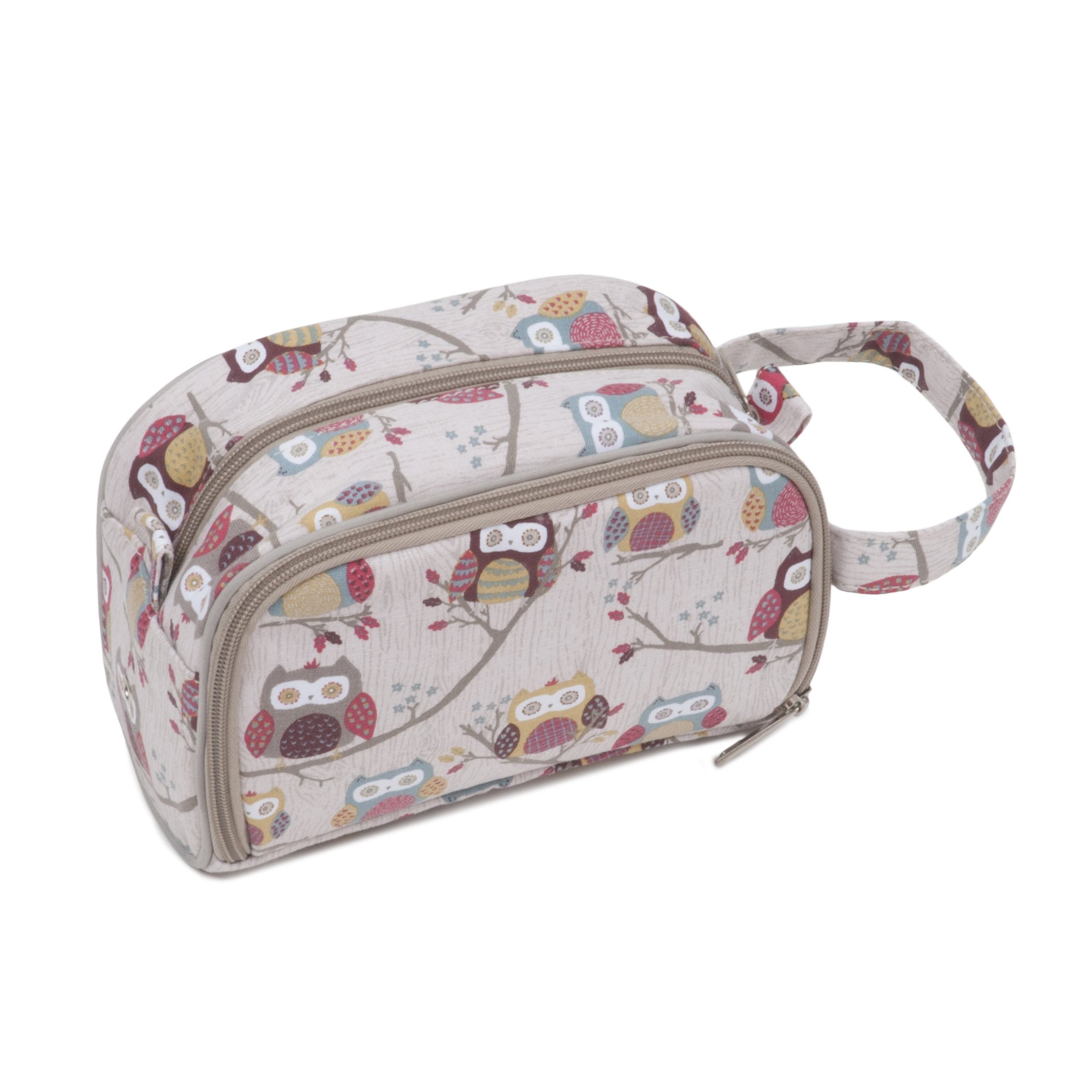 Hobby Gift Exclusive Crochet Bag 100% Soft Cotton, Zipped Crochet Hook Case, Yarn Eyelet, Yarn Holder, Crochet Bag, Cotton Handle, 12 x 22 x 13cm, Hoot