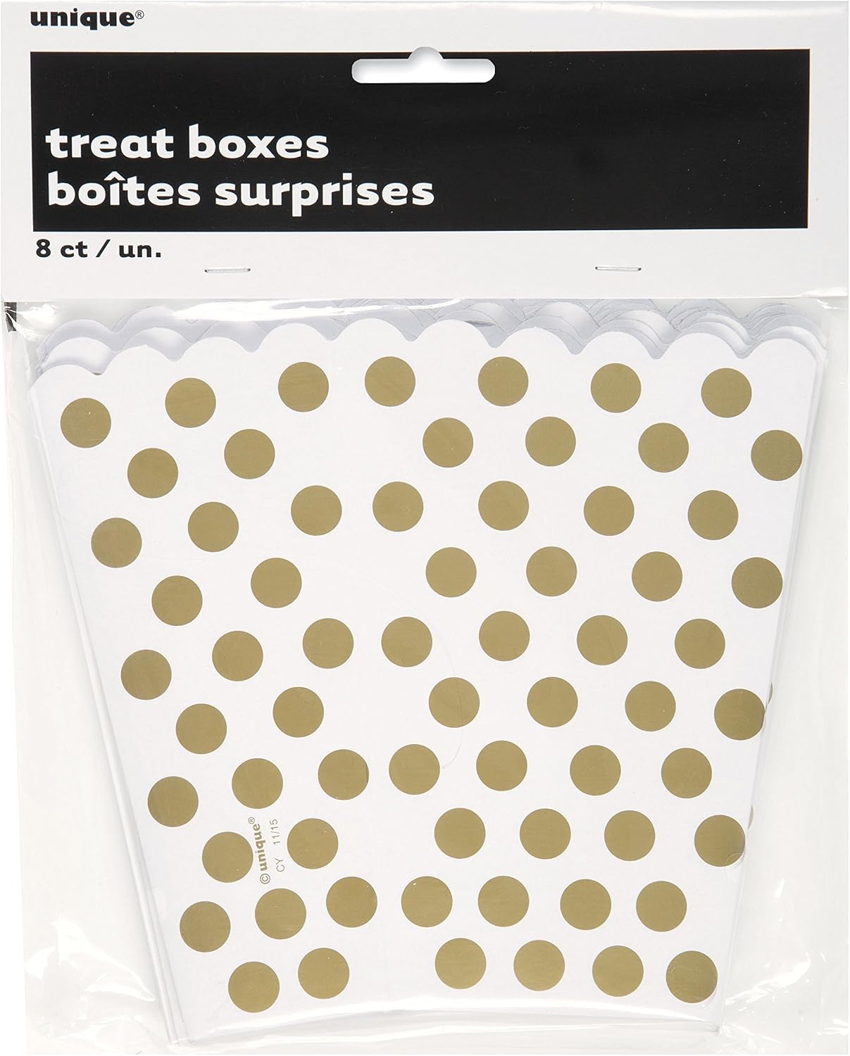 Gold Dots Paper Treat Boxes (14cm Tall) Pack of 8 - Elegant Party Favor Containers for Sweets & Gifts, 8 count (Pack of 1) - Image 3
