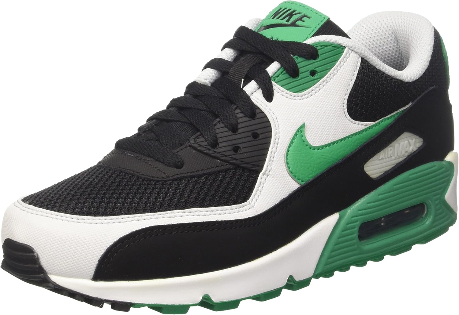Nike Men's Air Max 90 Essential Trainers, Black (Black/Stadium Green-Pure Platinum-White), 8 UK 
