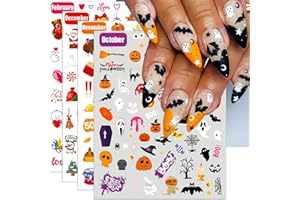 IDDFEVE 12 Months All Holiday Nail Stickers, 24 Sheets Seasonal Variety Pack 2 Pcs Per Month DIY Nail Art, Self-Adhesive Pegatinas Uñas for a Year of Halloween Christmas Thanksgiving&Valentine’s Day