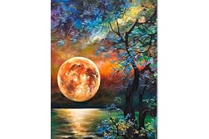 5D Diamond Painting Kits for Adults, Hlison Diamond Art Kits for Beginner, Moon DIY Rhinestone Diamond Painting for Home Wall Decor - 12x16 Inch