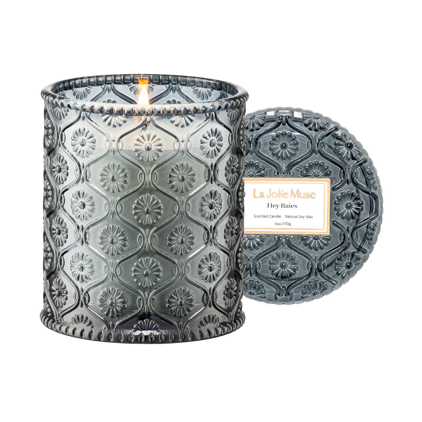 LA Jolie Muse Hey Baies Candles - Red Currant, Rose, Oakmoss | 6 oz Natural Soy Wax | 40 Hours Clean Burn | Berry Scented Candle | Gift-Ready for Hosts & Gatherings