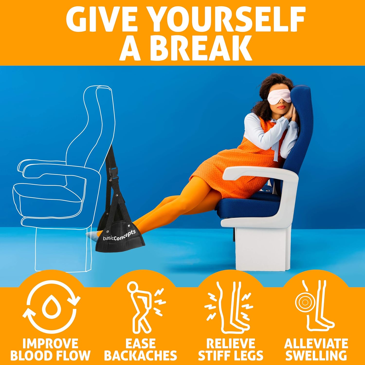 Airplane Foot Hammock (Memory Foam), Perfect Airplane Footrest to Relax Your Feet | Foot Hammock for Airplane Travel Accessories, Desk Foot Hammock, Travel Foot Rest, Comfy Foot Hanger Airplane: Kitchen & Dining