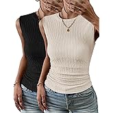 Zeagoo Women's High Neck Tank Top 2026 Summer Casual Ribbed Knit Slim Fitted Basic Textured Sleeveless Shirts