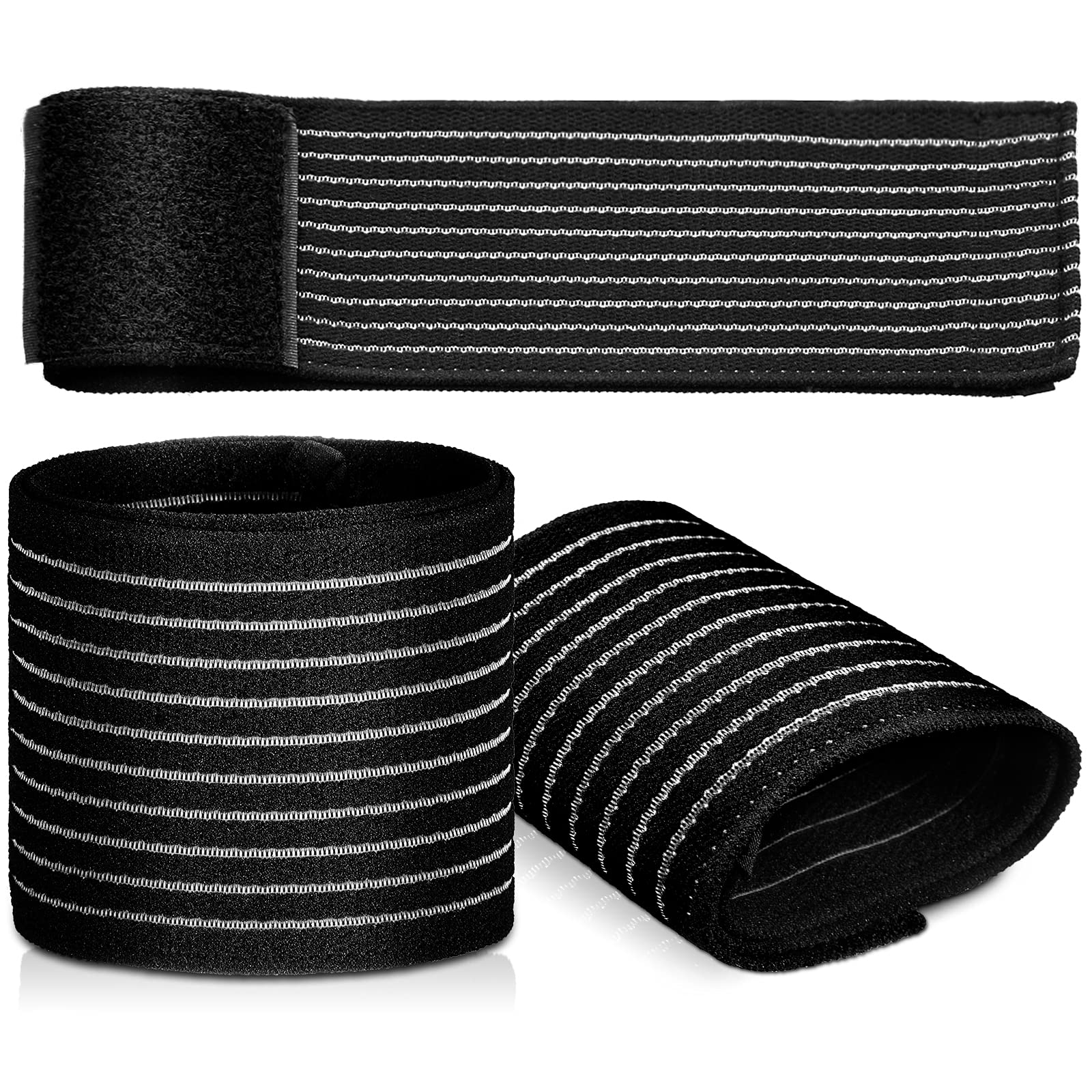 Boyiee 2 Pieces Elastic Wrist Support Wrap Breathable Adjustable Hand Splint Compression Sport Wrist Support Strap for Carpal Tunnel Tennis Sports Exercise Men Women(Black)