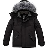 wantdo Boys' Winter Coat Waterproof Puffer Jacket Fleece Parka Hooded
