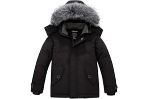 wantdo Boys' Winter Coat Waterproof Puffer Jacket Fleece Parka Hooded