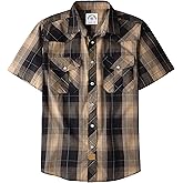 Dubinik® Western Shirts for Men Short Sleeve Plaid Pearl Snap Shirts for Men Button Up Shirt Cowboy Casual Work Shirt
