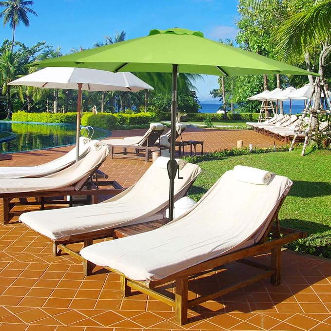 Amazon Com Muchenghy 10ft Patio Table Umbrellas Uv Protection Large Outdoor Umbrella Sunbrella Wind Resistant With Push Button Tilt And Crank 8 Sturdy Ribs Garden Outdoor