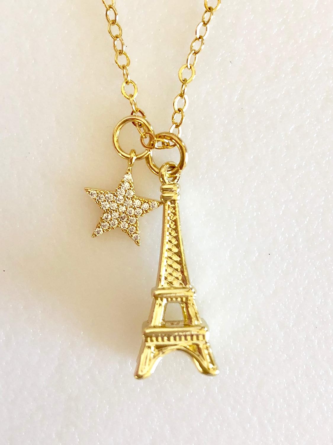 Amazon Com Eiffel Tower Necklace La Tour Eiffel Paris Pendant Paris Landmark Paris Souvenir France Charm Paris Honeymoon Gold Fill Chain Handmade