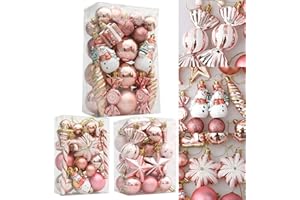 CashMuch Rose Gold Christmas Ball Ornaments Plastic Tree Decorations Holiday Wedding Party Home Garden Hanging Decor(C)