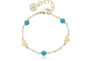 Little Miss Twin Stars Classic! 14k Gold-Plated Fresh Water Pearl & Hearts Station Bracelet/,