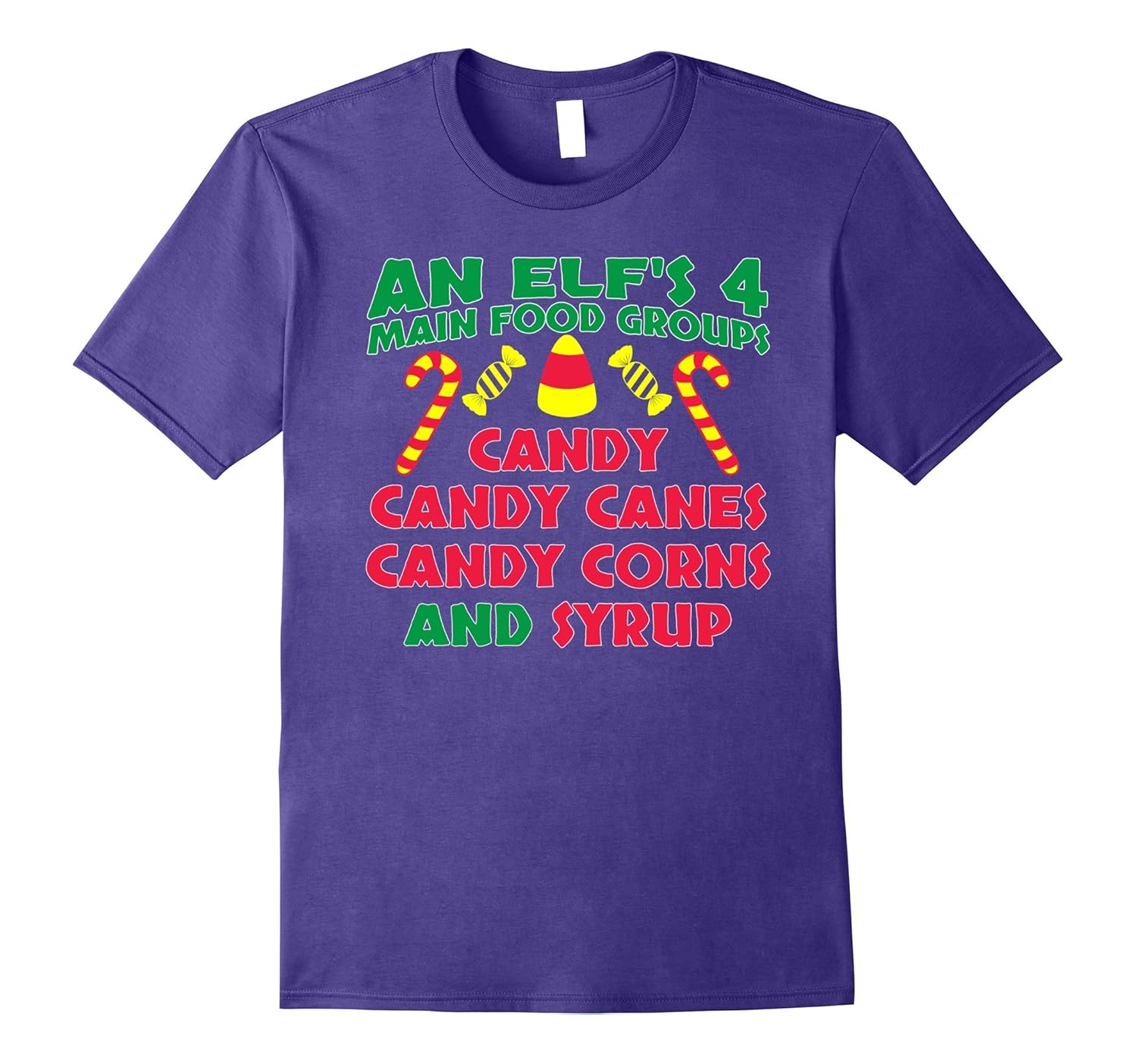 An Elf's 4 Main Food Groups Funny Cute Christmas T-Shirt-ANZ