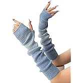 F Flammi Cashmere Blended Arm Warmer for Women Winter Fingerless Gloves Knit Mitten Gloves Wrist Warmer with Thumb Hole
