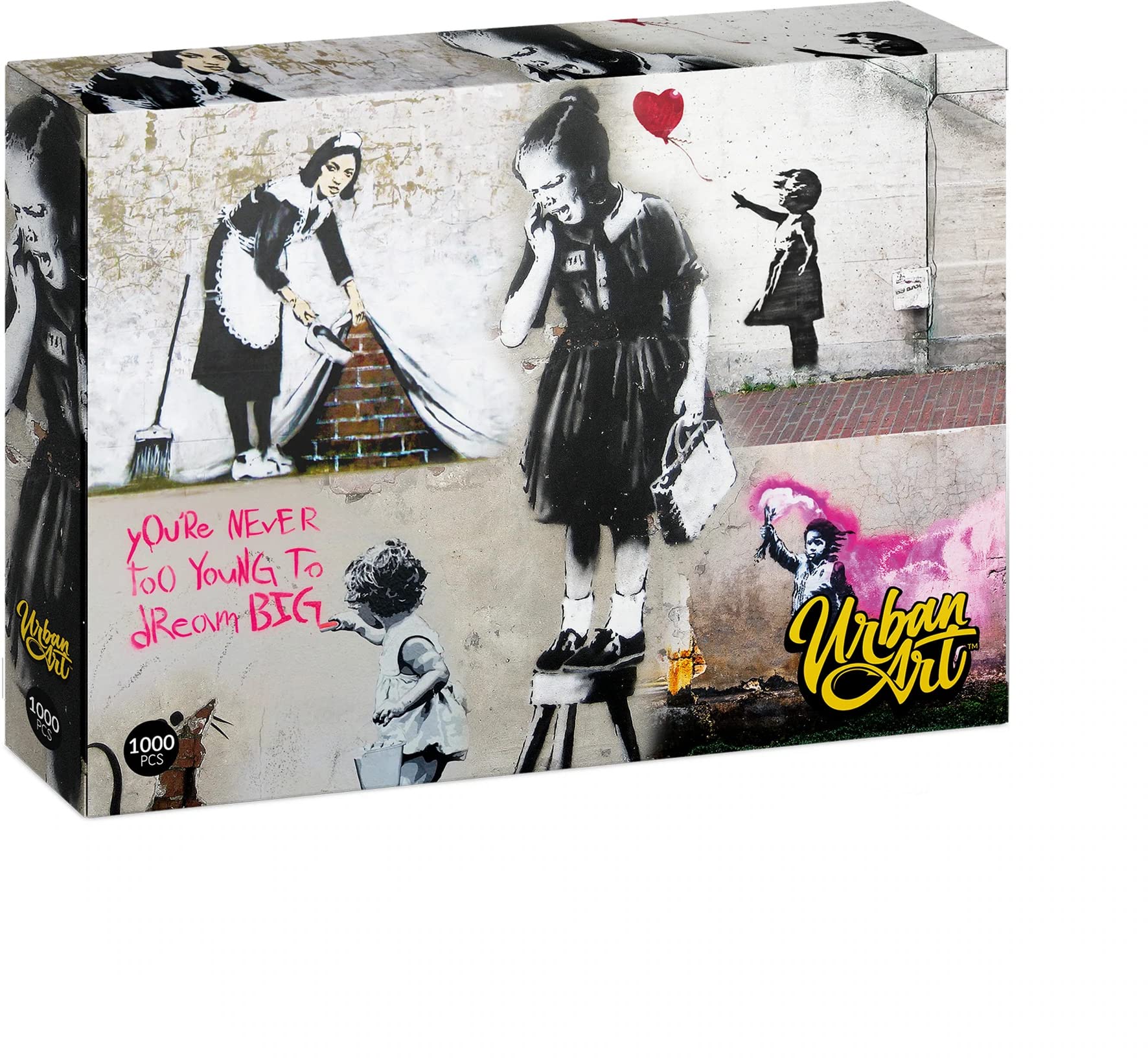 Banksy Girl On A Stool Urban Art Puzzle, Black/White
