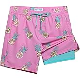 maamgic Mens Swim Trunks with Compression Liner 7" Bathing Suit Quick Dry Swimming Trunks for Men with Zipper Pockets