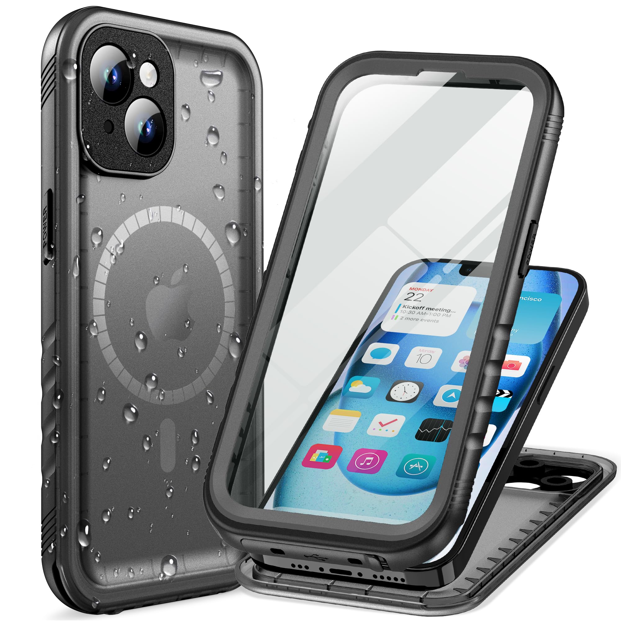 Cozycase for iPhone 15 Plus Case Waterproof Compatible with MagSafe - 360 Heavy Duty with Screen/Camera Protector Shockproof IP68 Dustproof Water Dust Proof Full Body/Front and Back Protective Case â image 1