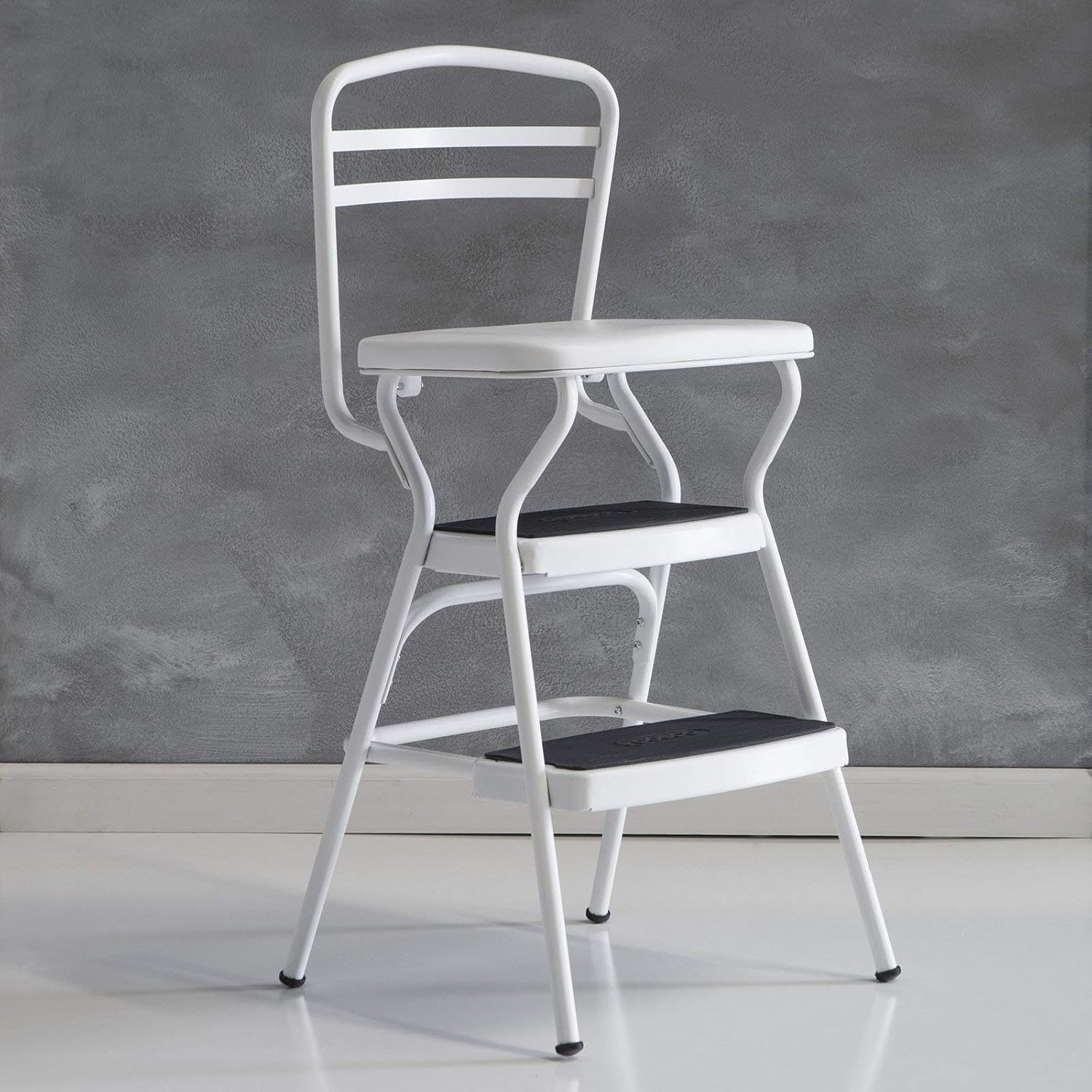 Cosco White Retro Counter Chair / Step Stool with Lift-up Seat: Home Improvement